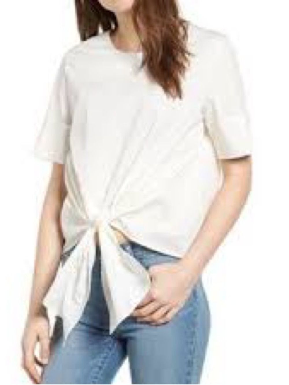 bishop + young Cream Tie-Front Short Sleeve Tee